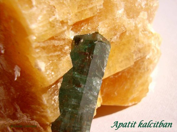 Apatite in calcite - Slyudyanka , Lake Baikal, Russia